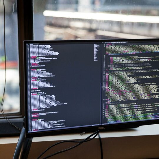 Computer screen with website code